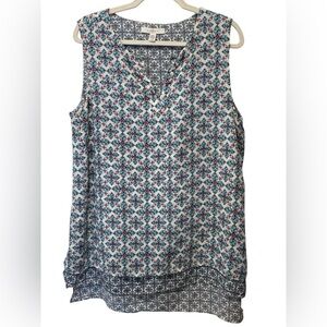 Fever Floral Sleeveless Top - Blue and Pink size L
